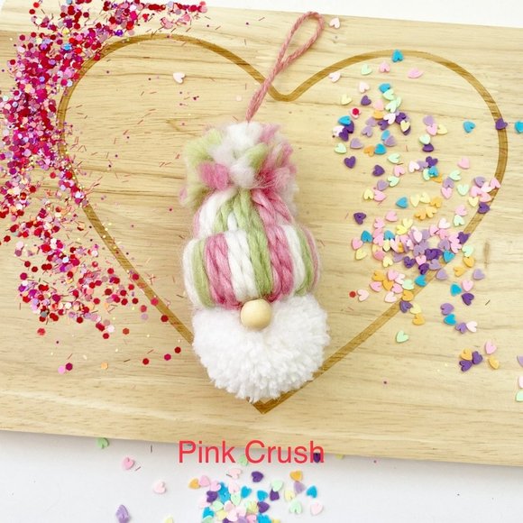 Valentine's Day Handmade Gnome Pom Pom Mini Knit Hat Charm Topper Gift Wrap Hang - Picture 4 of 4